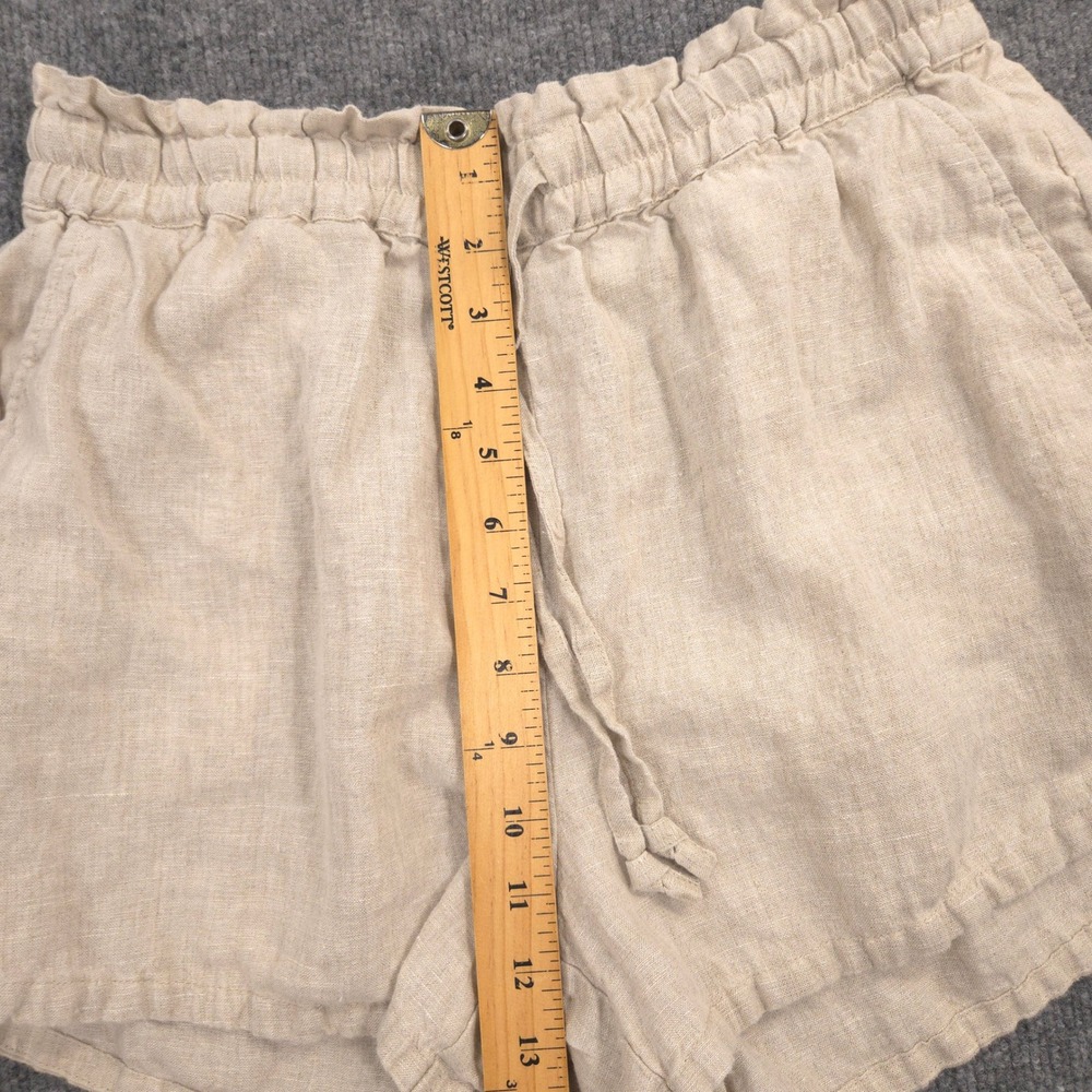 Faherty Laguna Linen Tie Waist Shorts Womens Small Flax Beige High Rise Casual - Picture 6 of 9